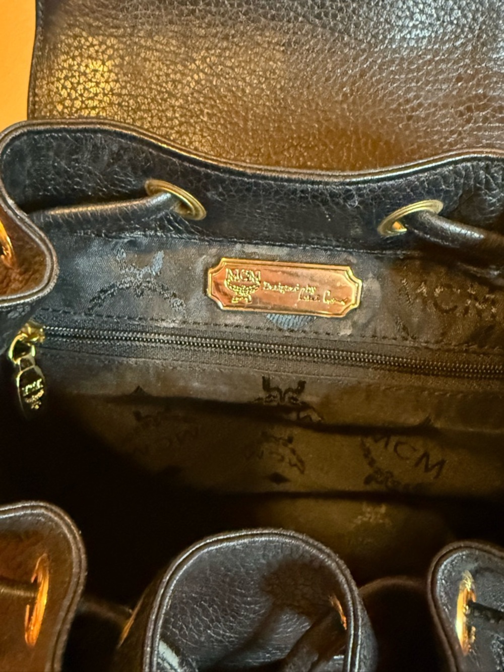 MCM Black Leather Backpack with Gold Hardware - Picture 5 of 7